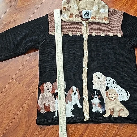 Storybook Knits Vtg 90's Dog Cardigan Sweater with Pupoy Bone Buttons Sz L EUC - Picture 11 of 11